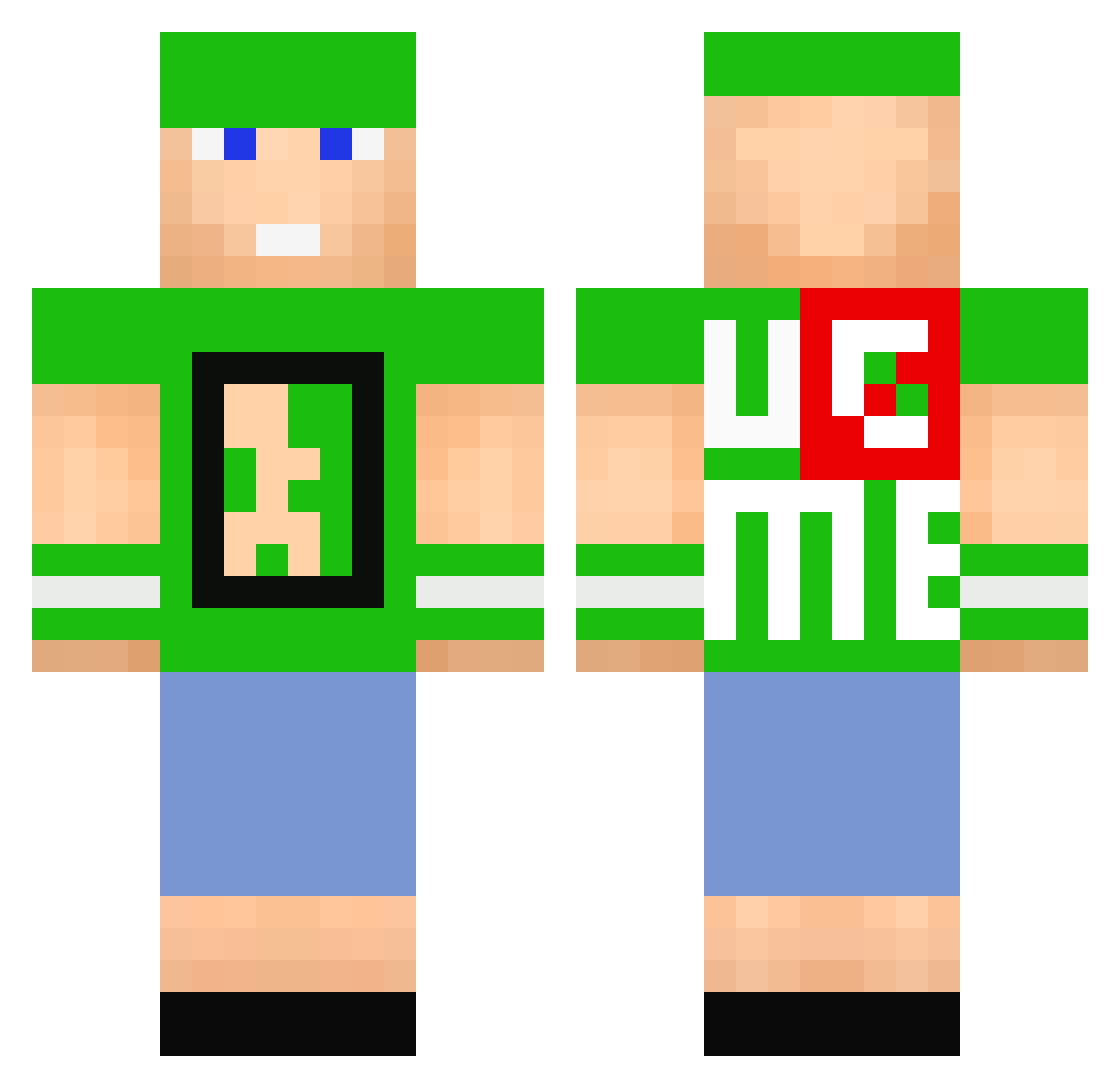 Co0ode Minecraft skin, front and back view