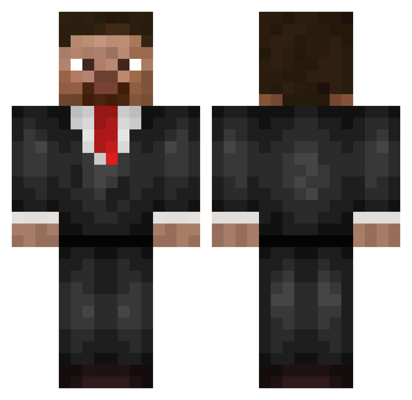 PsychoSuit Minecraft skin, front and back view