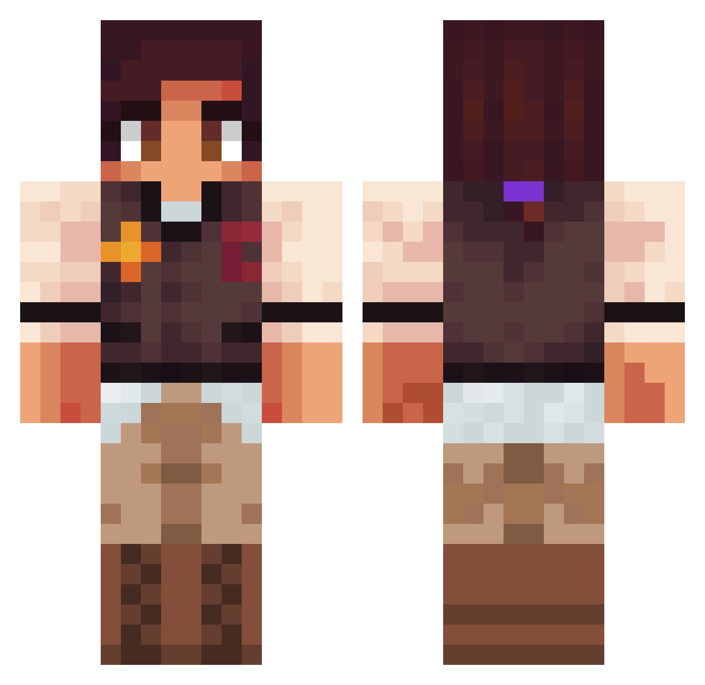 nerdholicc Minecraft skin, front and back view
