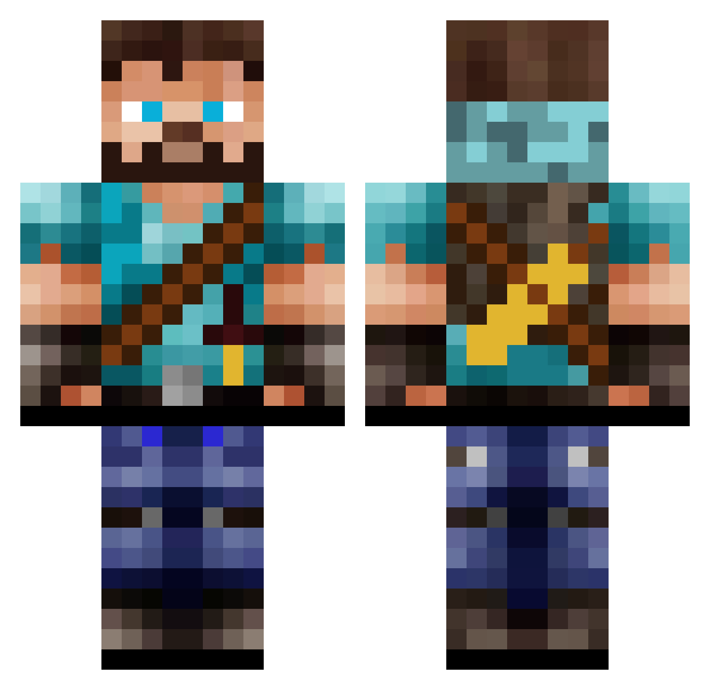 HzLades Minecraft skin, front and back view