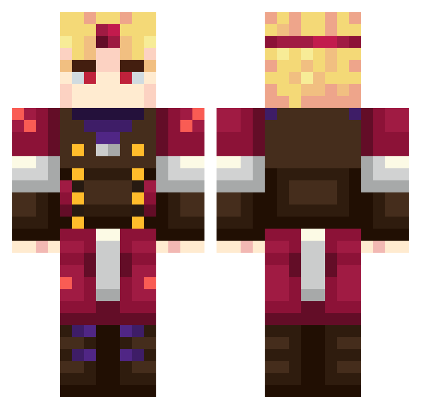 Shaaamp Minecraft skin, front and back view