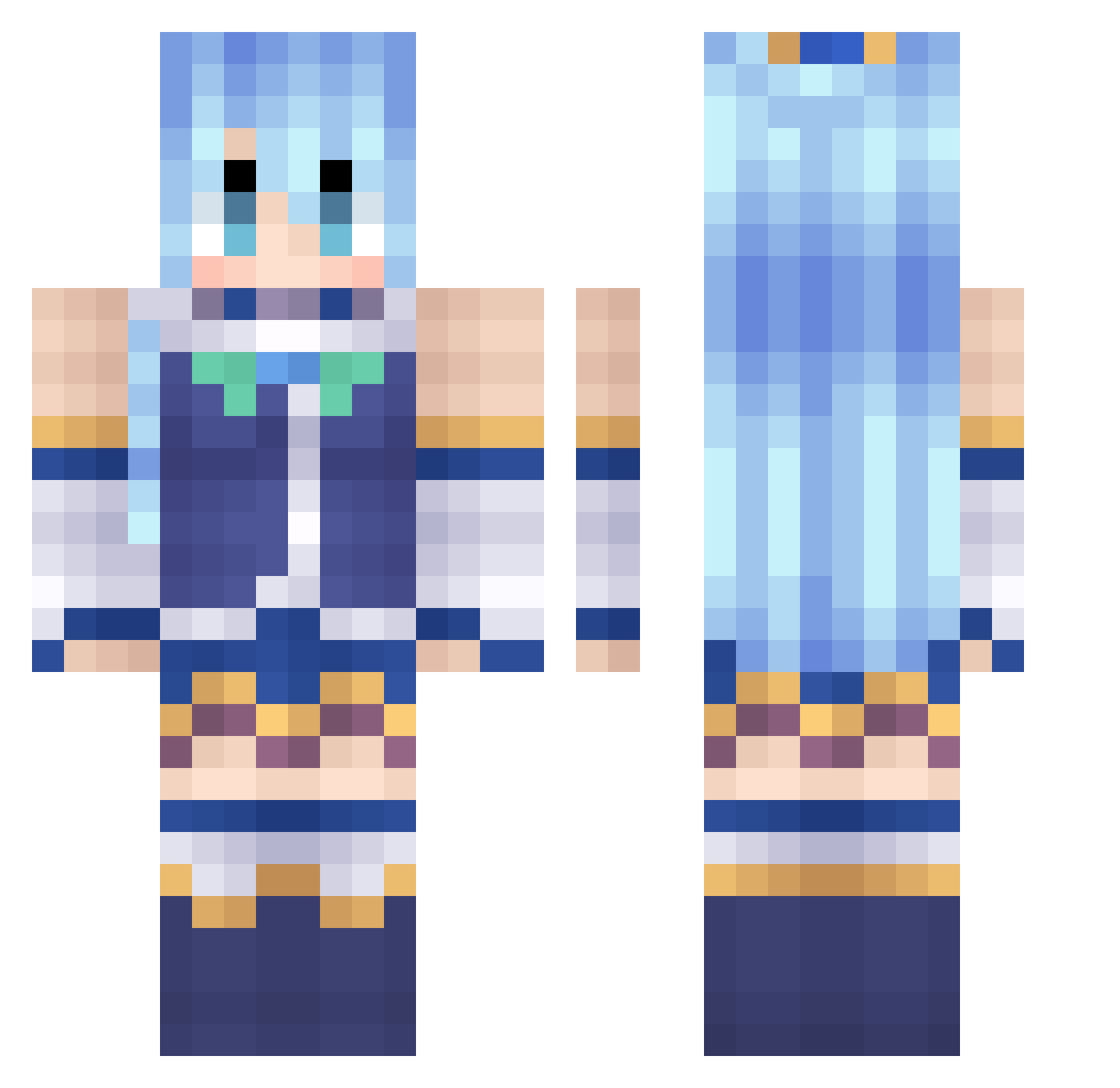 Synshi Minecraft skin, front and back view