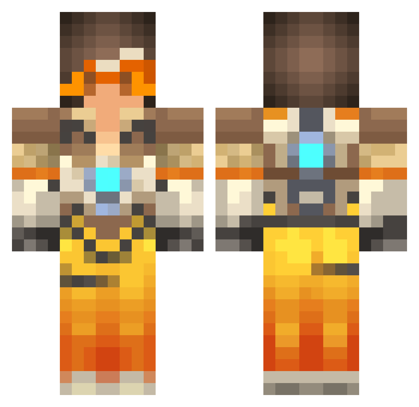 Uniik2000 Minecraft skin, front and back view