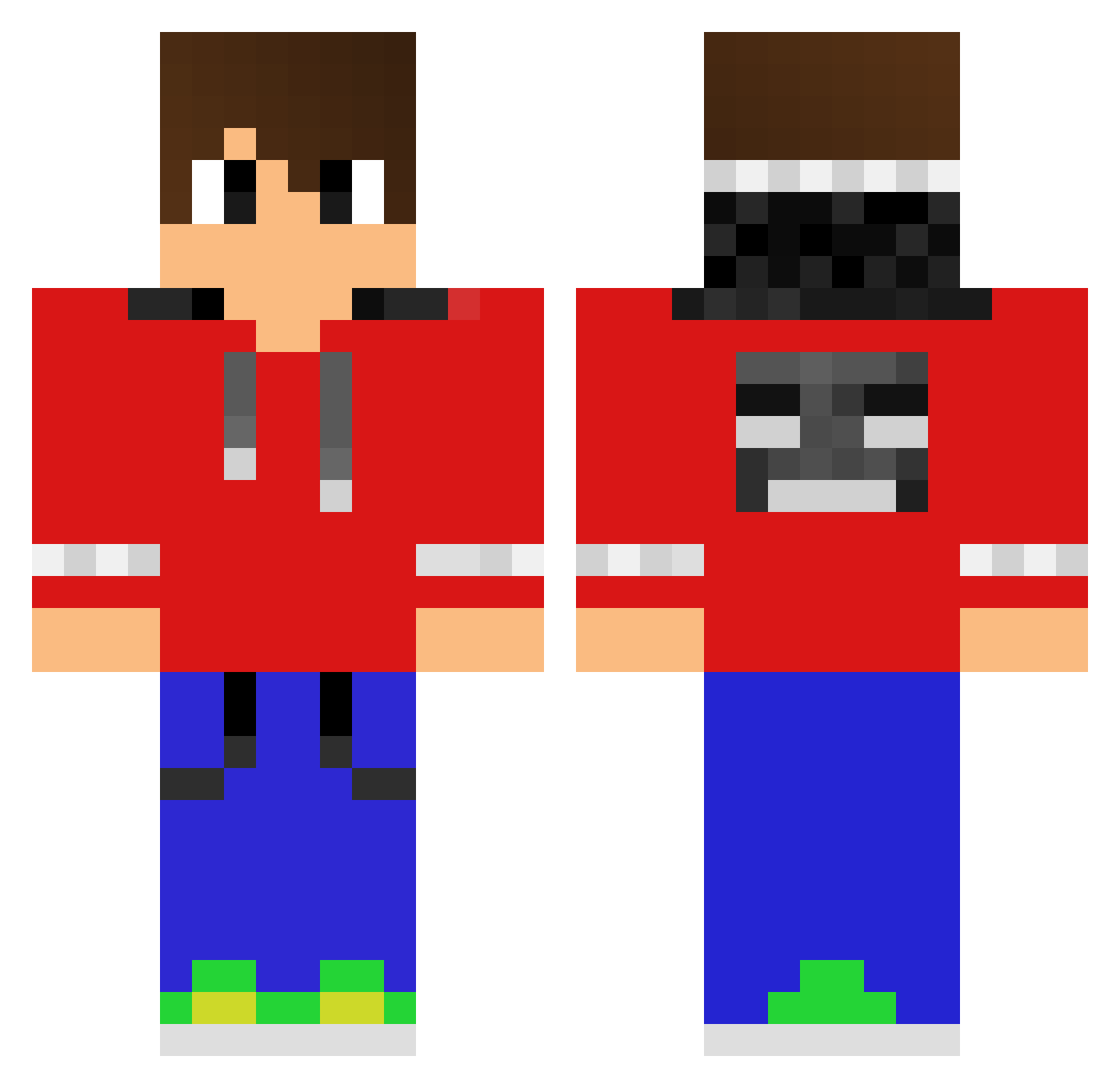 METALB0T Minecraft skin, front and back view