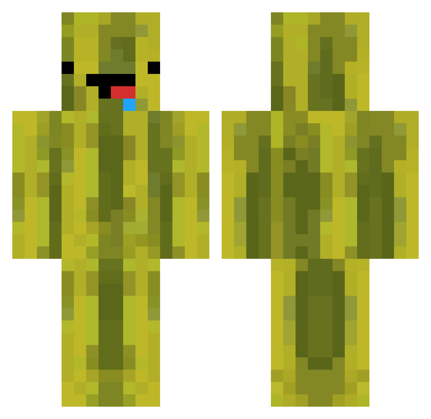 Pastecateur Minecraft skin, front and back view