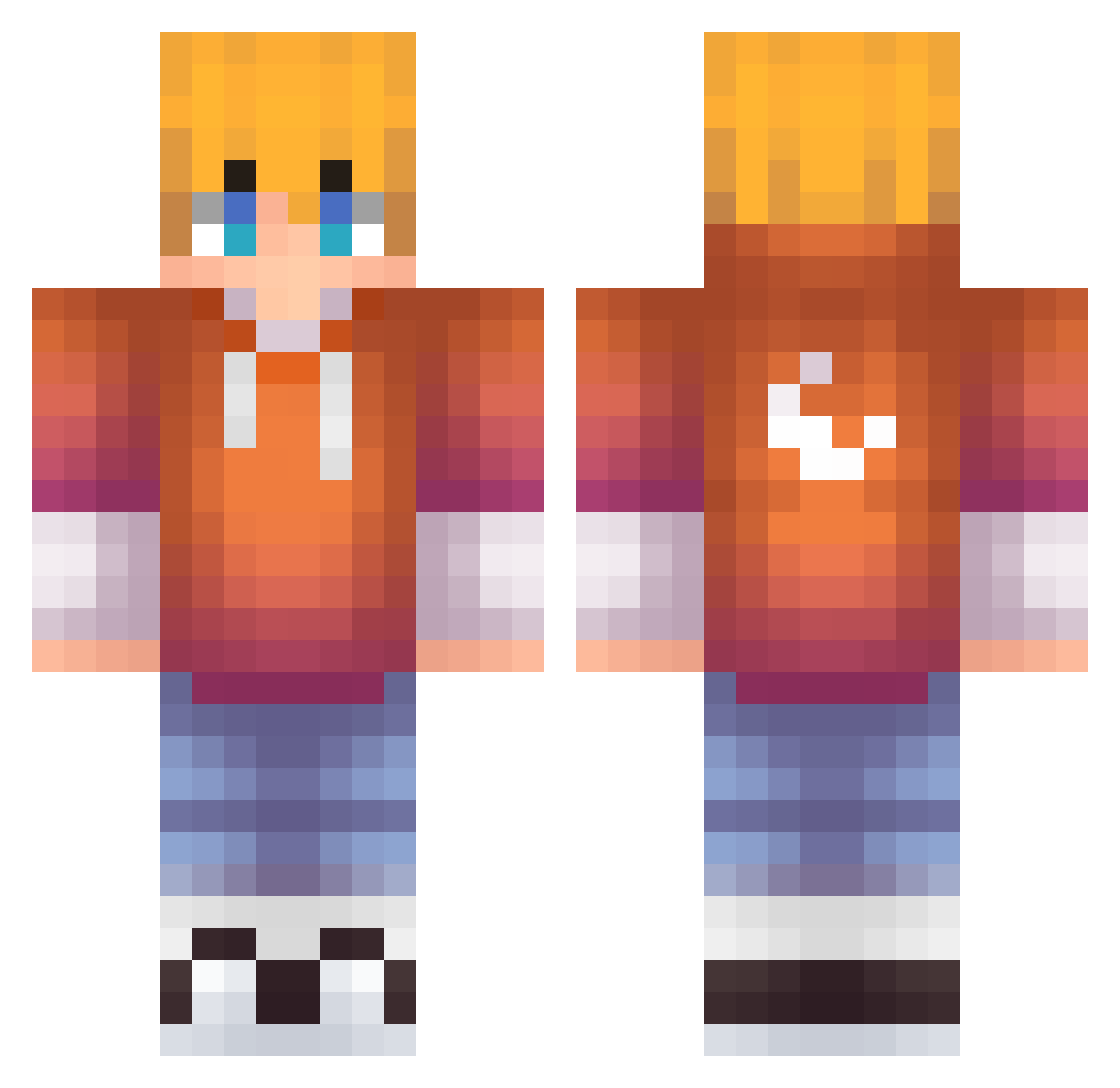 NJRTV Minecraft skin, front and back view