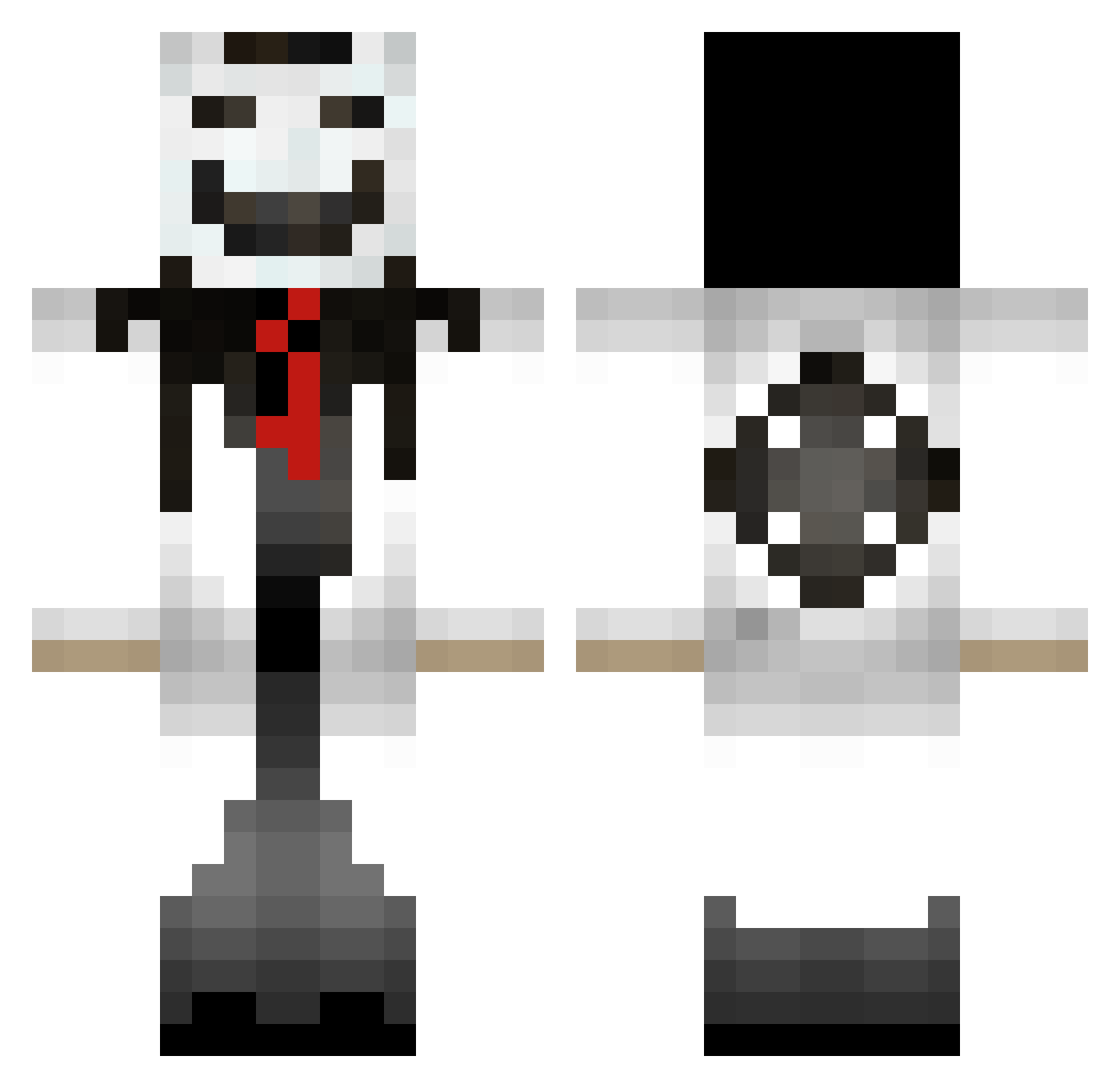 trueMora Minecraft skin, front and back view