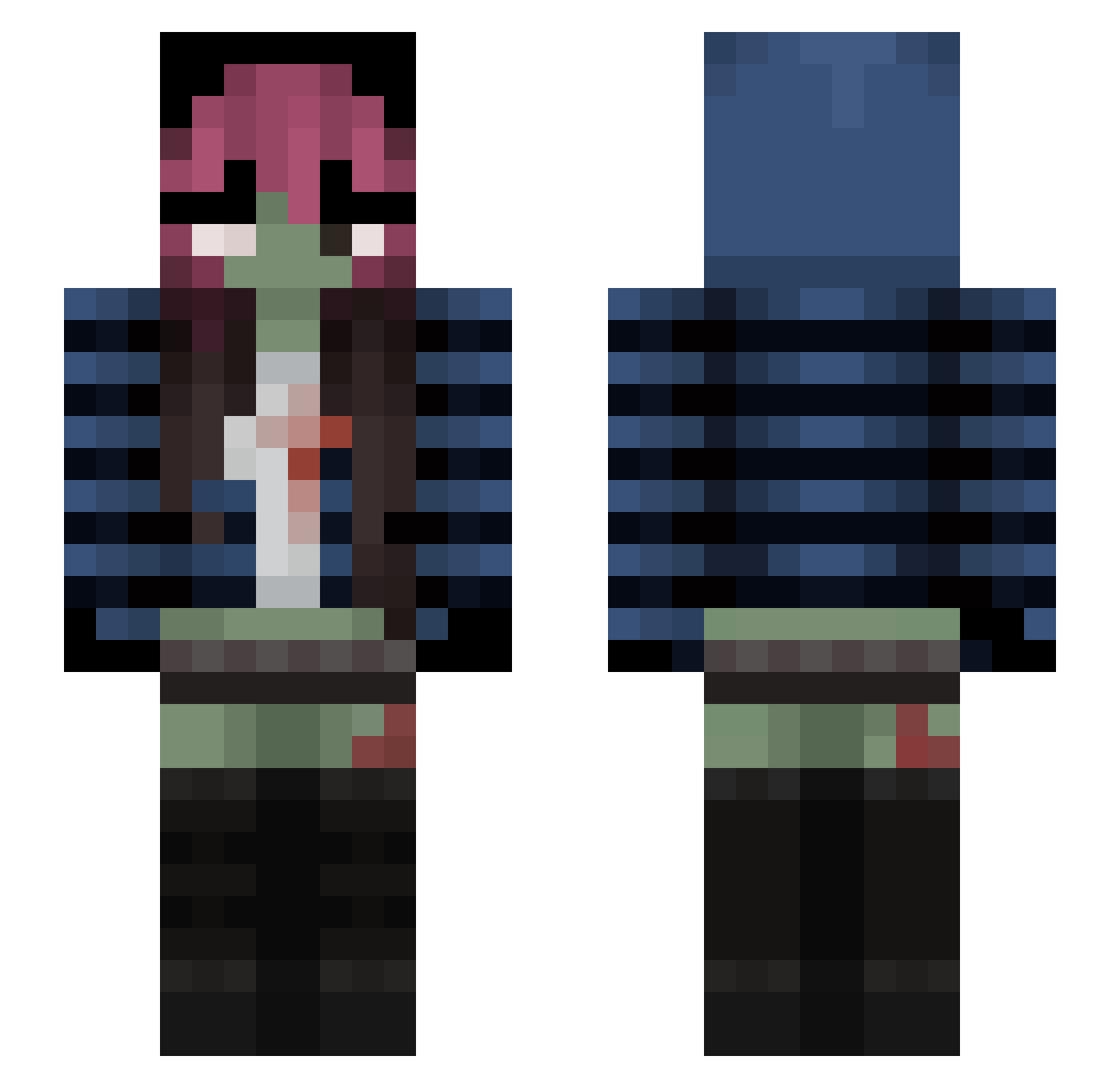 TomCe120710 Minecraft skin, front and back view