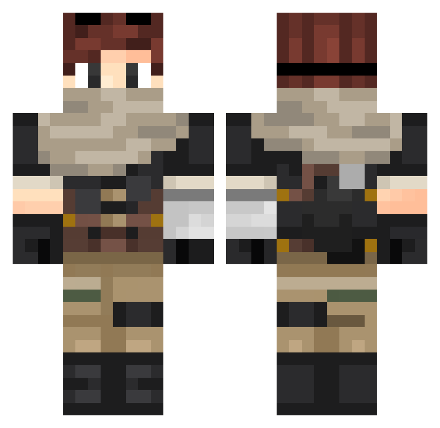 Troke Minecraft skin, front and back view