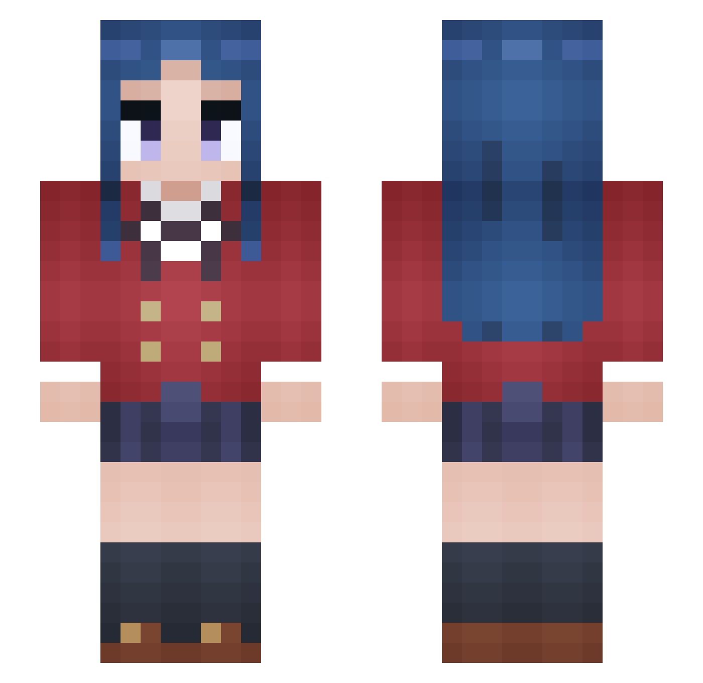 xbexp Minecraft skin, front and back view