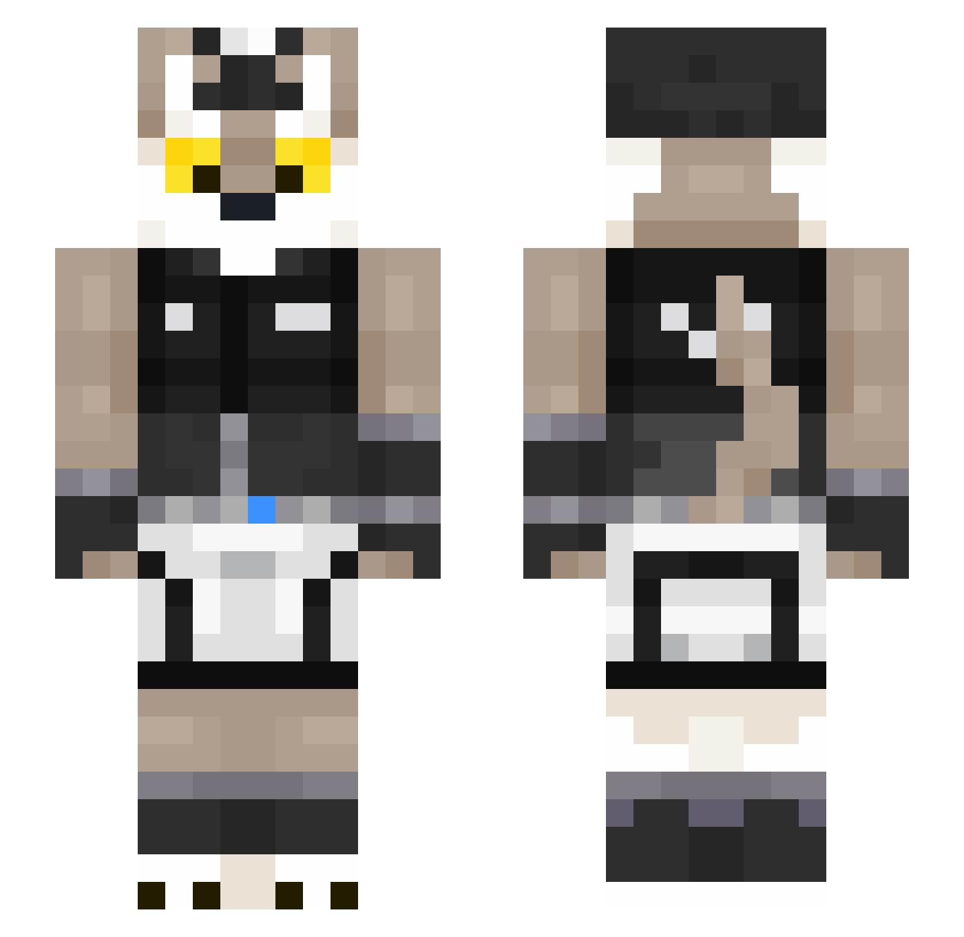 SevenFoold Minecraft skin, front and back view