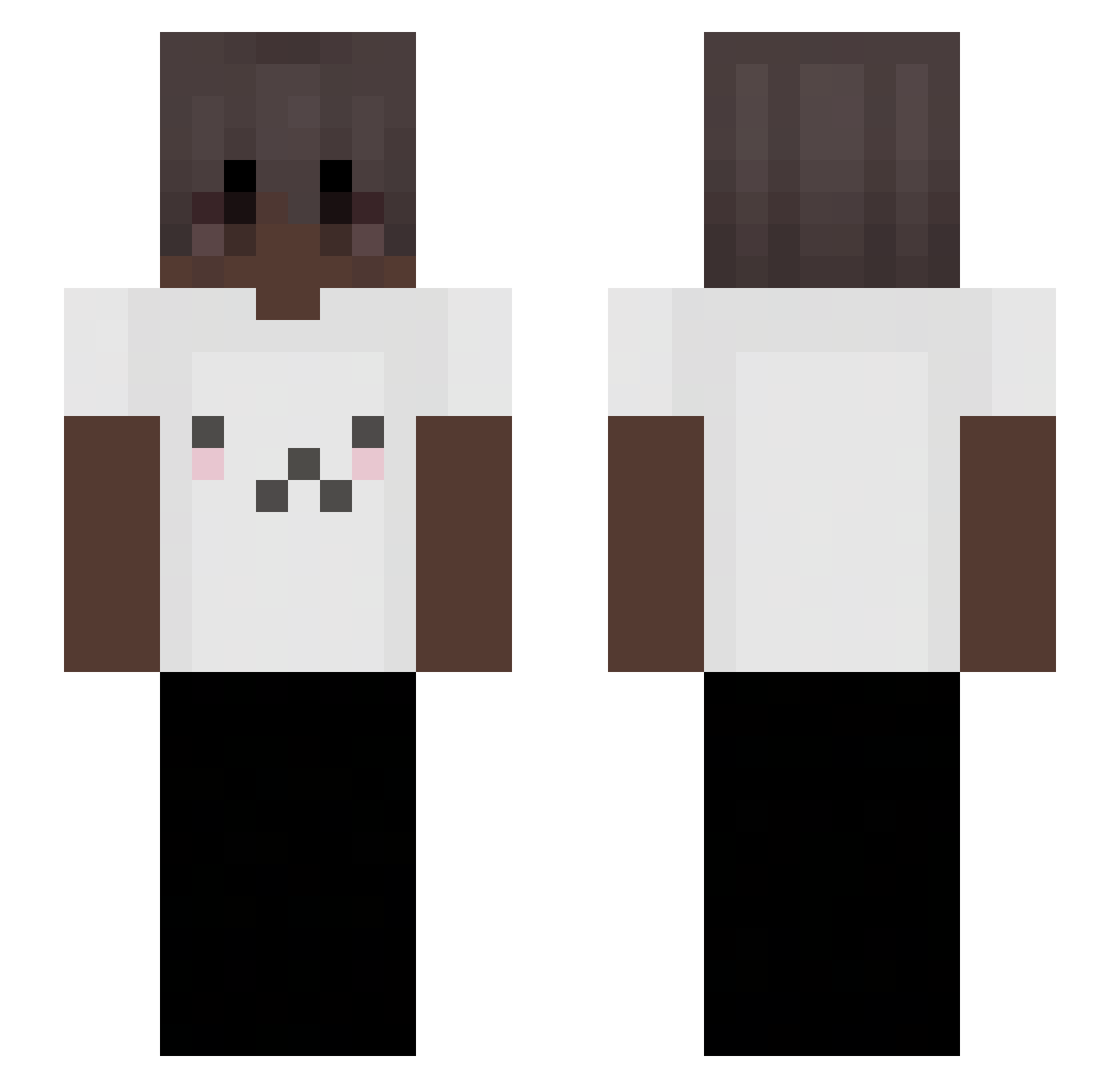 unanswerable Minecraft skin, front and back view