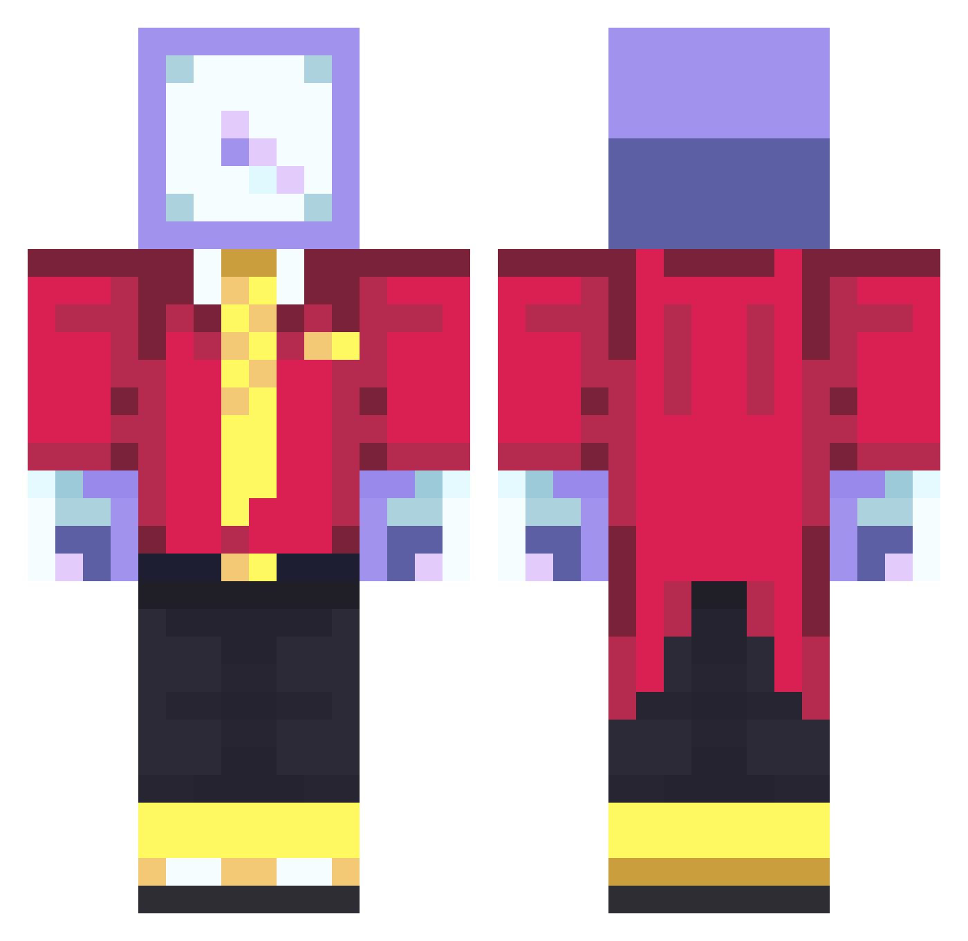 shinysquif Minecraft skin, front and back view
