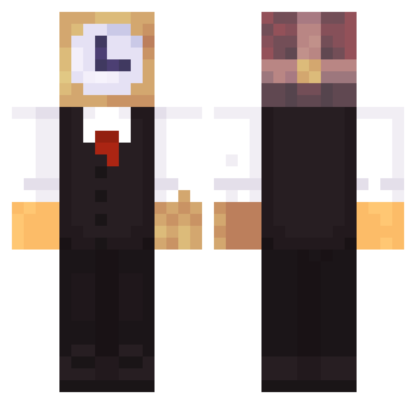 FennixYZ Minecraft skin, front and back view