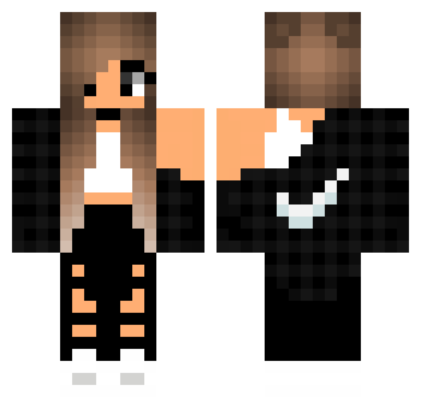 FuzZeD_MisTyK Minecraft skin, front and back view