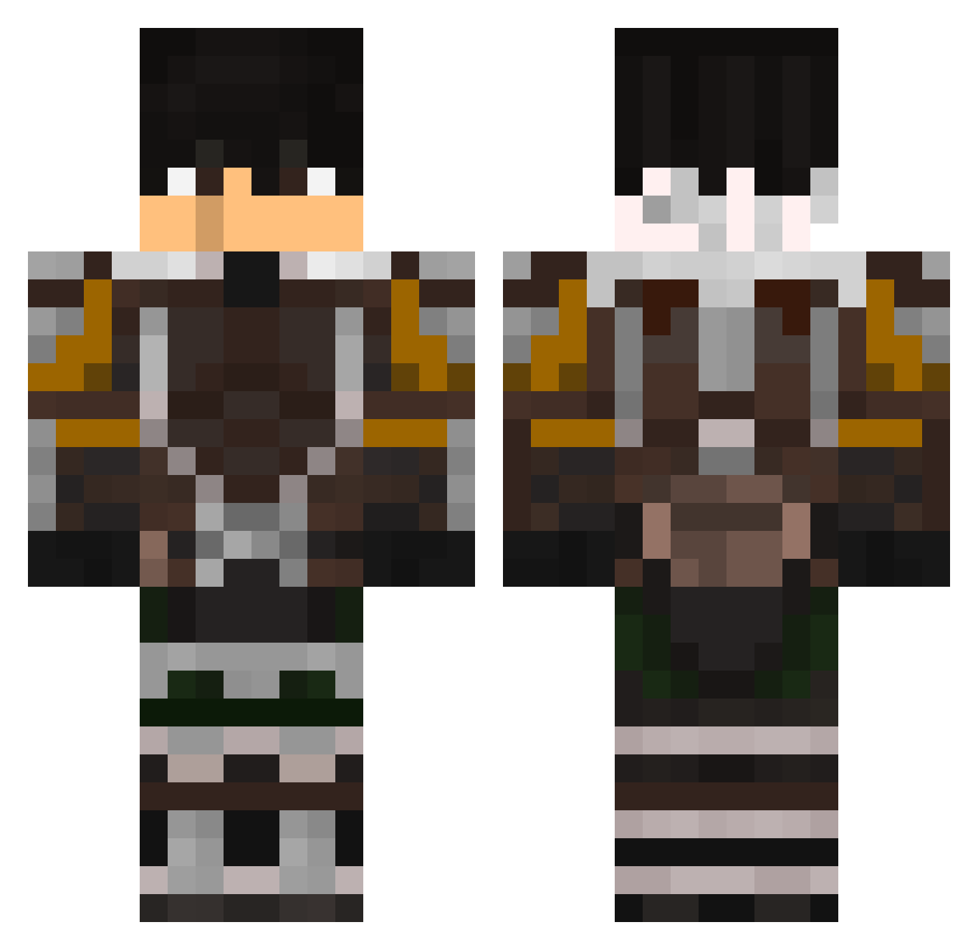 Raggahexe Minecraft skin, front and back view