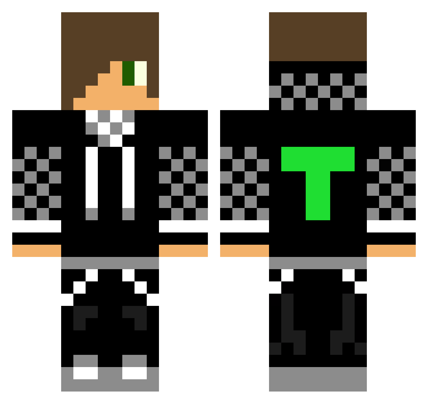 Centricity Minecraft skin, front and back view