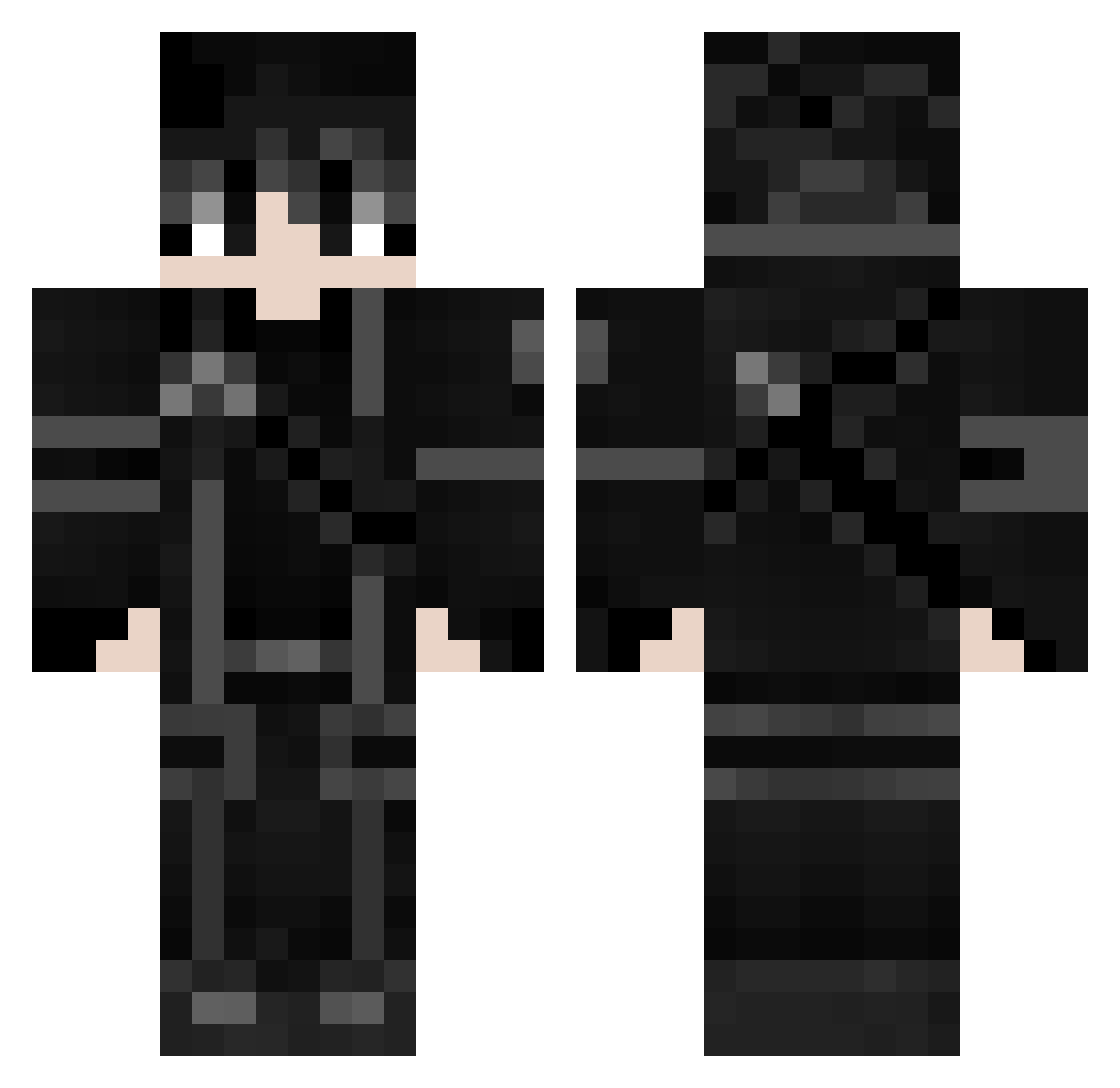 Deadex348 Minecraft skin, front and back view