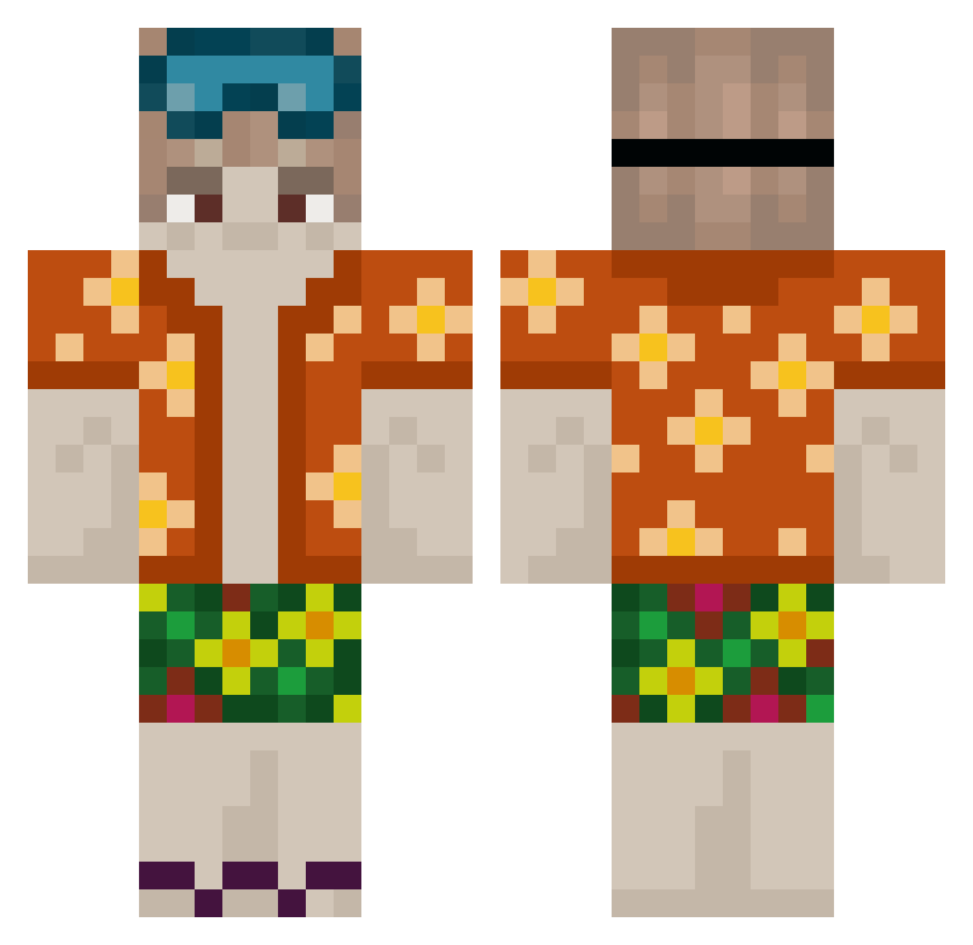 PLATINUMPLEEKT Minecraft skin, front and back view