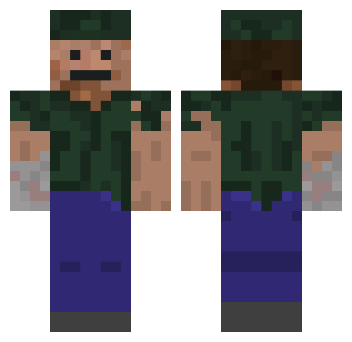 Marnac Minecraft skin, front and back view