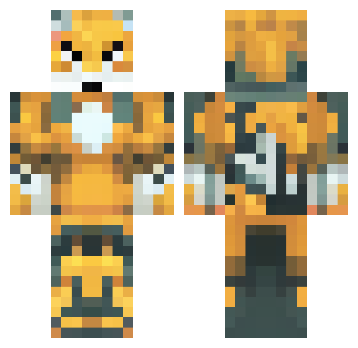 GoldenFoxVIP Minecraft skin, front and back view
