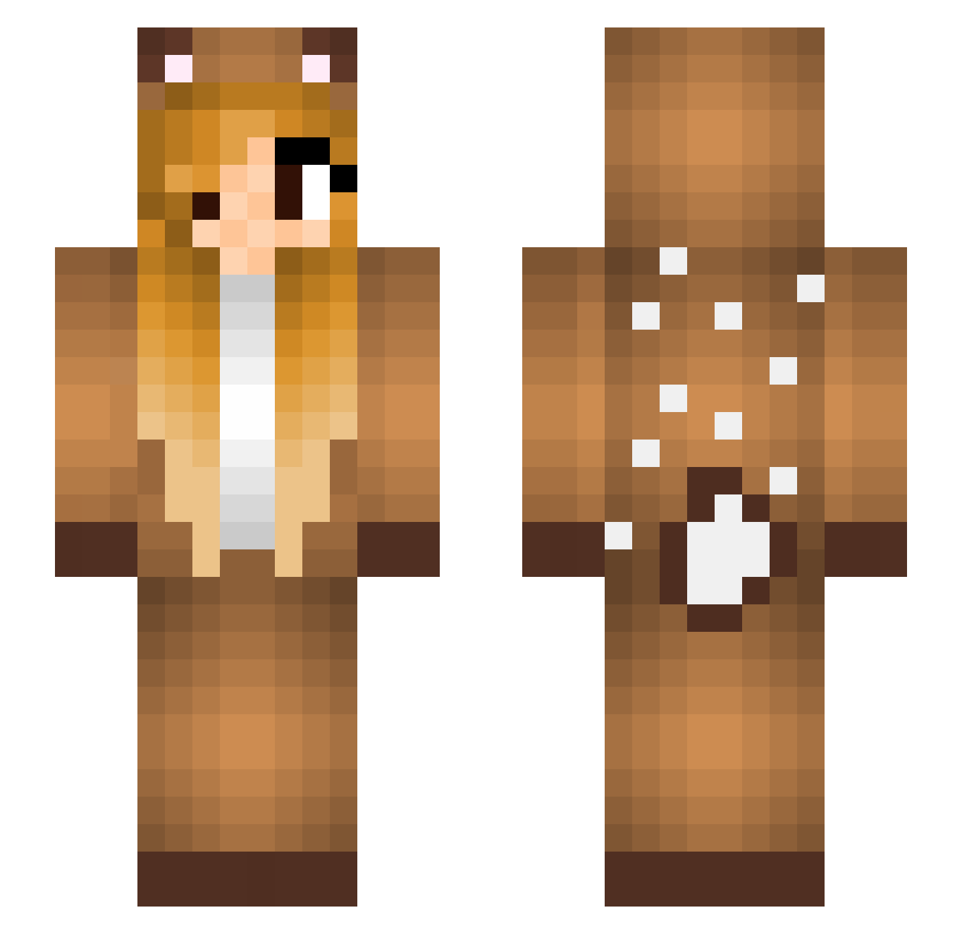 MimigaGaming Minecraft skin, front and back view
