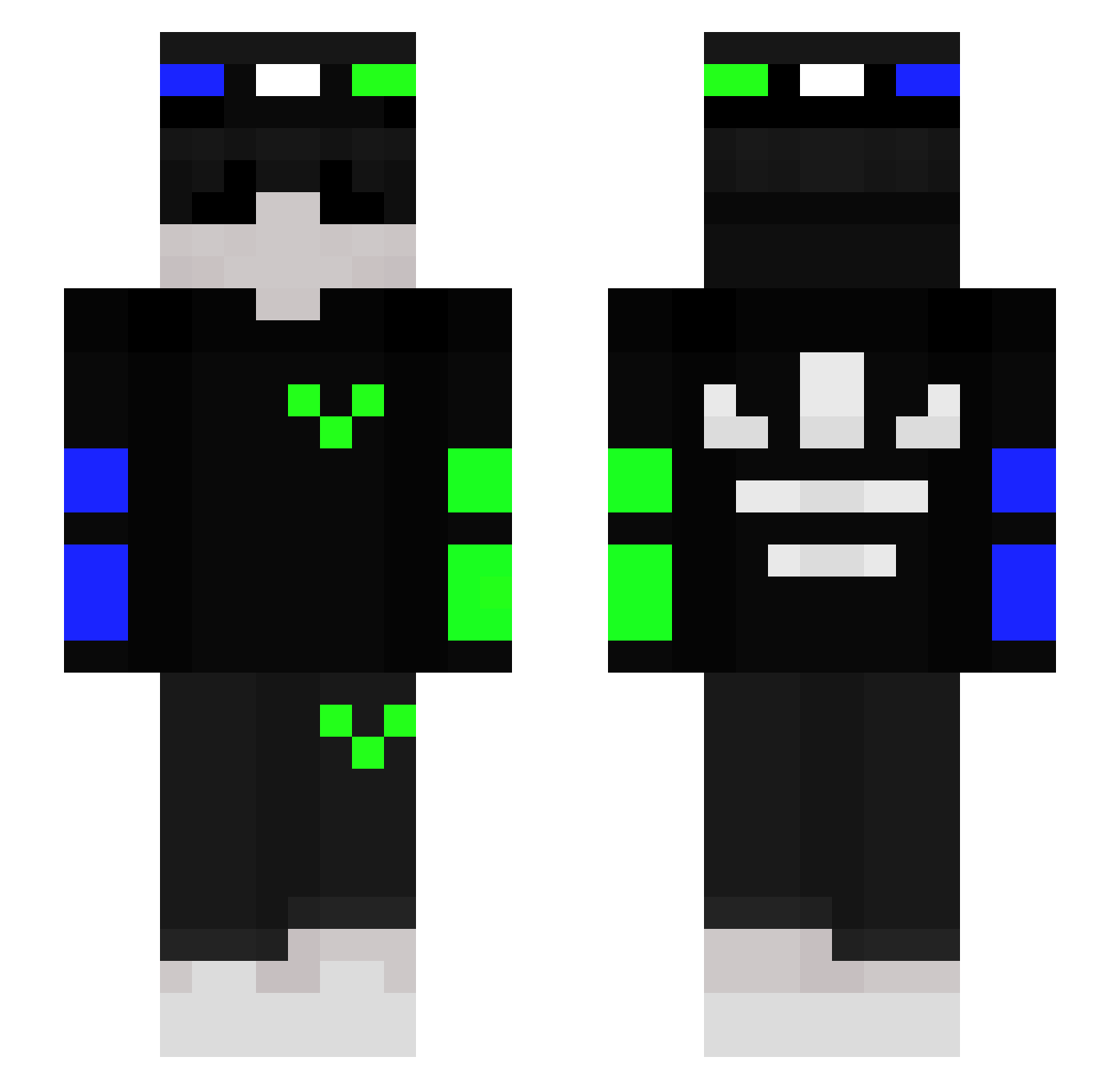 ItxDoom Minecraft skin, front and back view