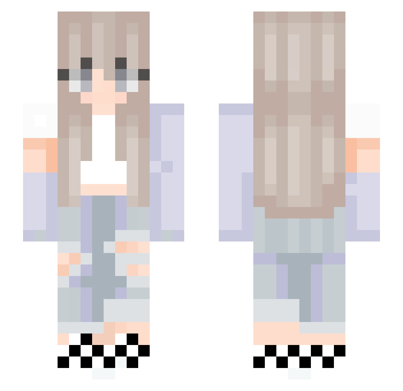 Emmahhh Minecraft skin, front and back view