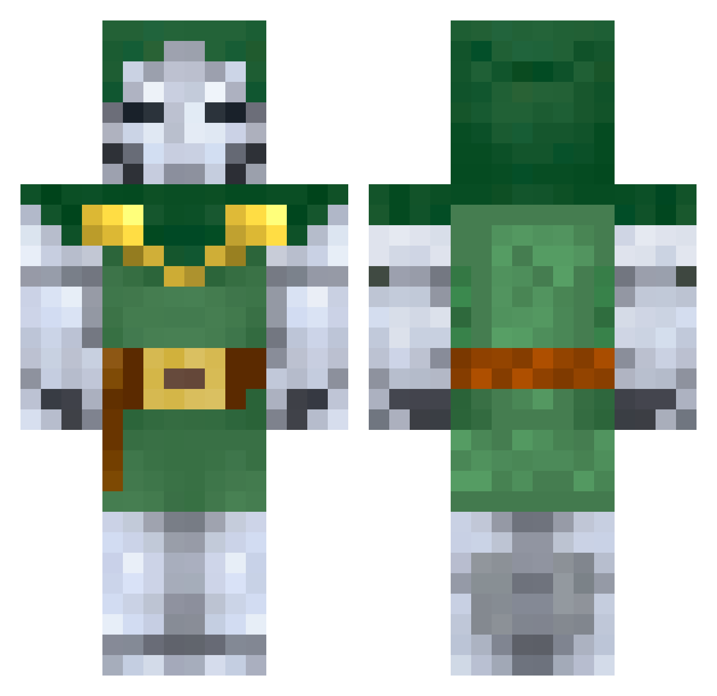 Aechoras Minecraft skin, front and back view