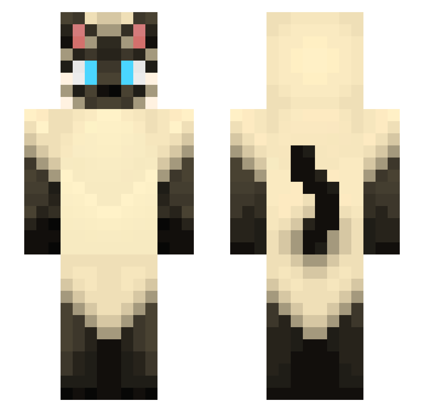 TopazDreamGG Minecraft skin, front and back view