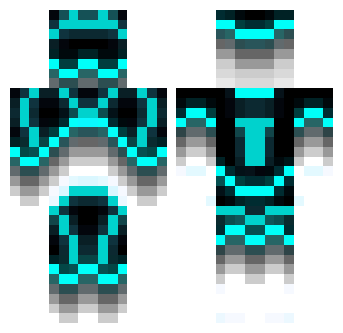 Neoralic Minecraft skin, front and back view