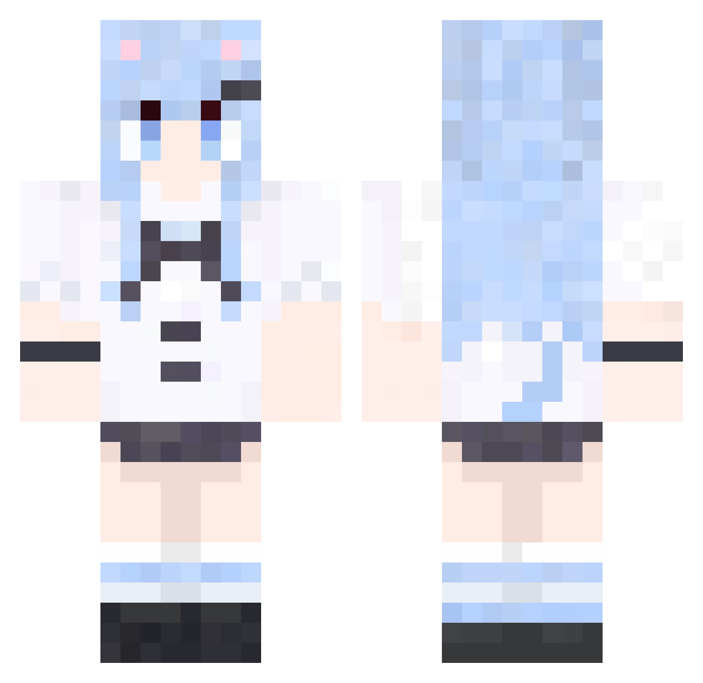 RchanQQ Minecraft skin, front and back view