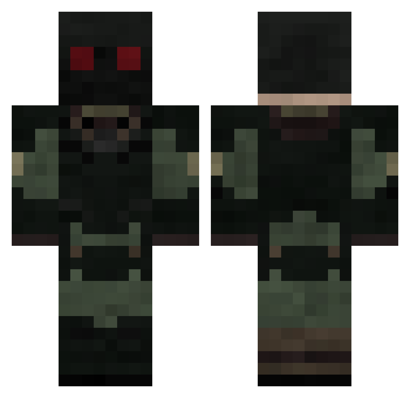 Commiesrock Minecraft skin, front and back view