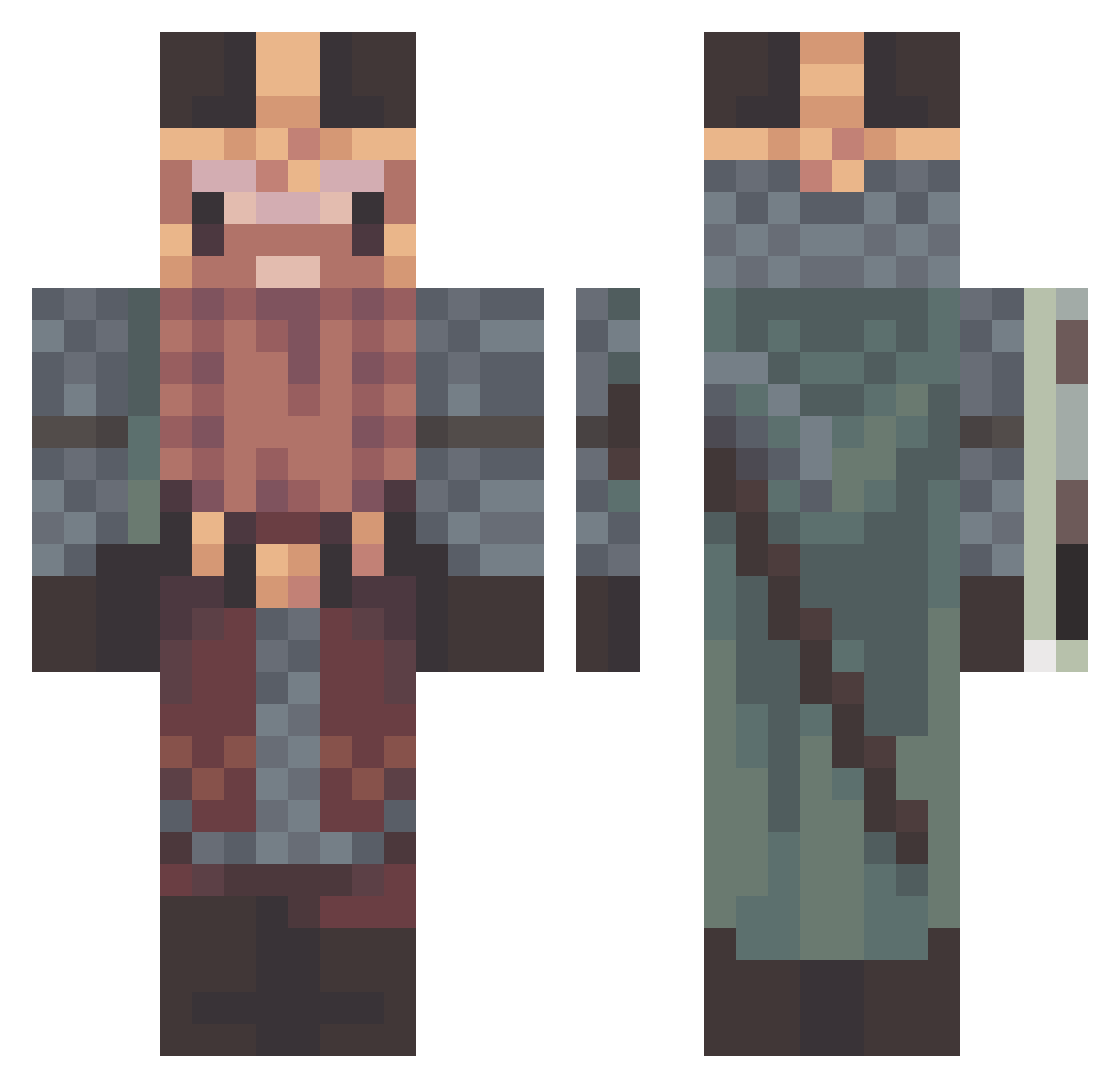 Dunfeld Minecraft skin, front and back view