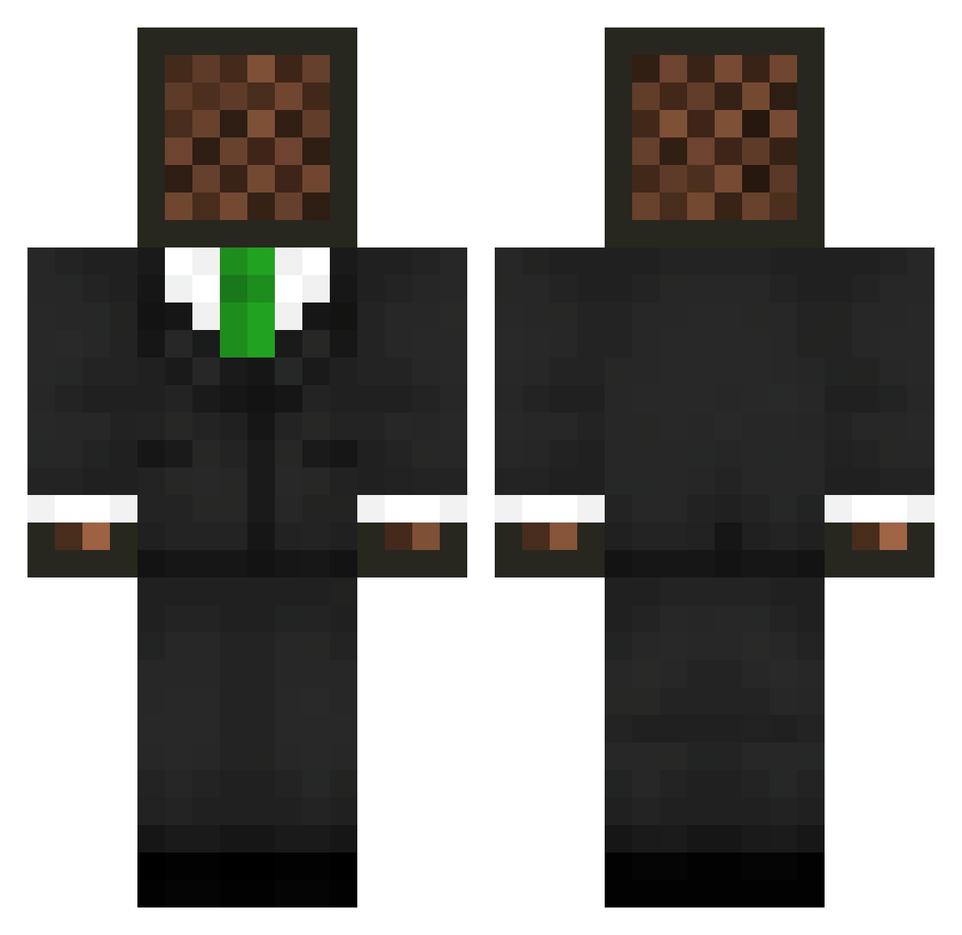 ExplodingMeerkat Minecraft skin, front and back view
