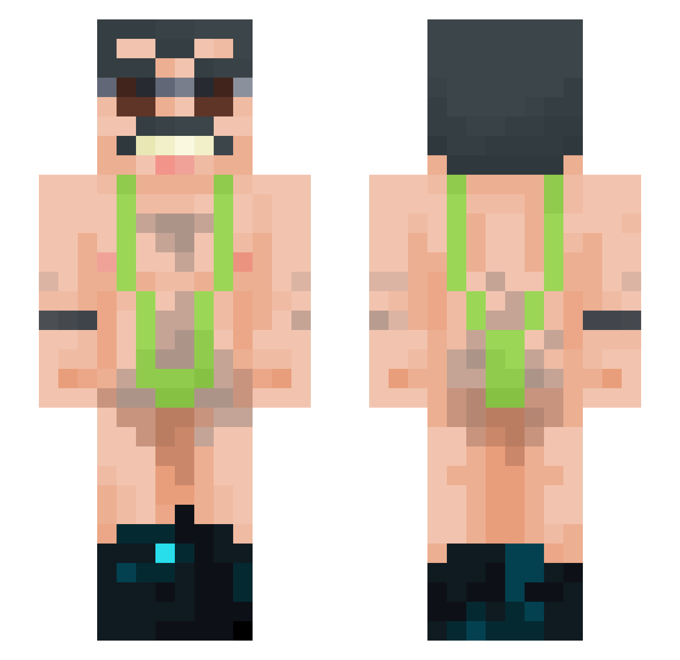Resynthesized Minecraft skin, front and back view