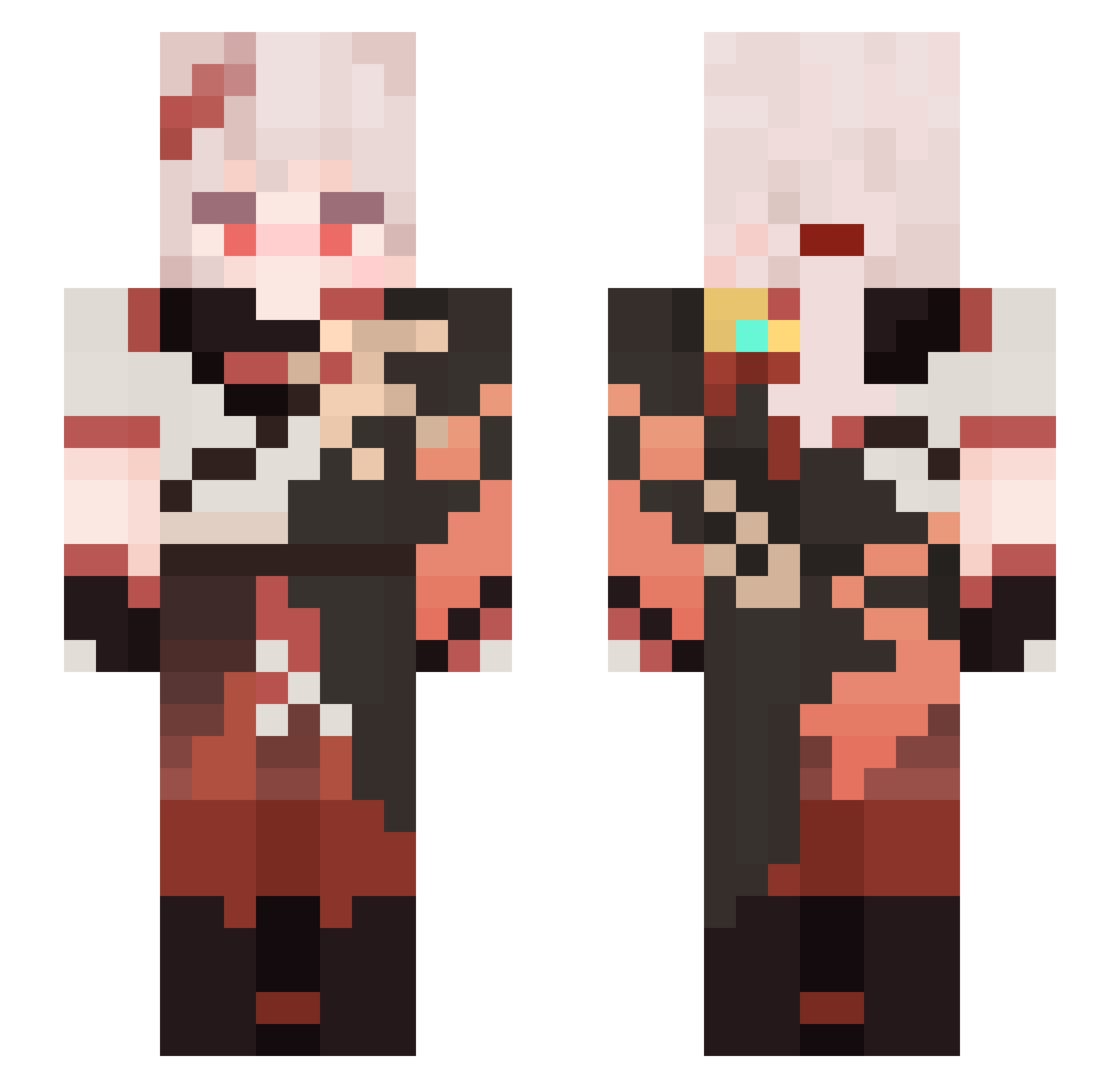 Flo186 Minecraft skin, front and back view