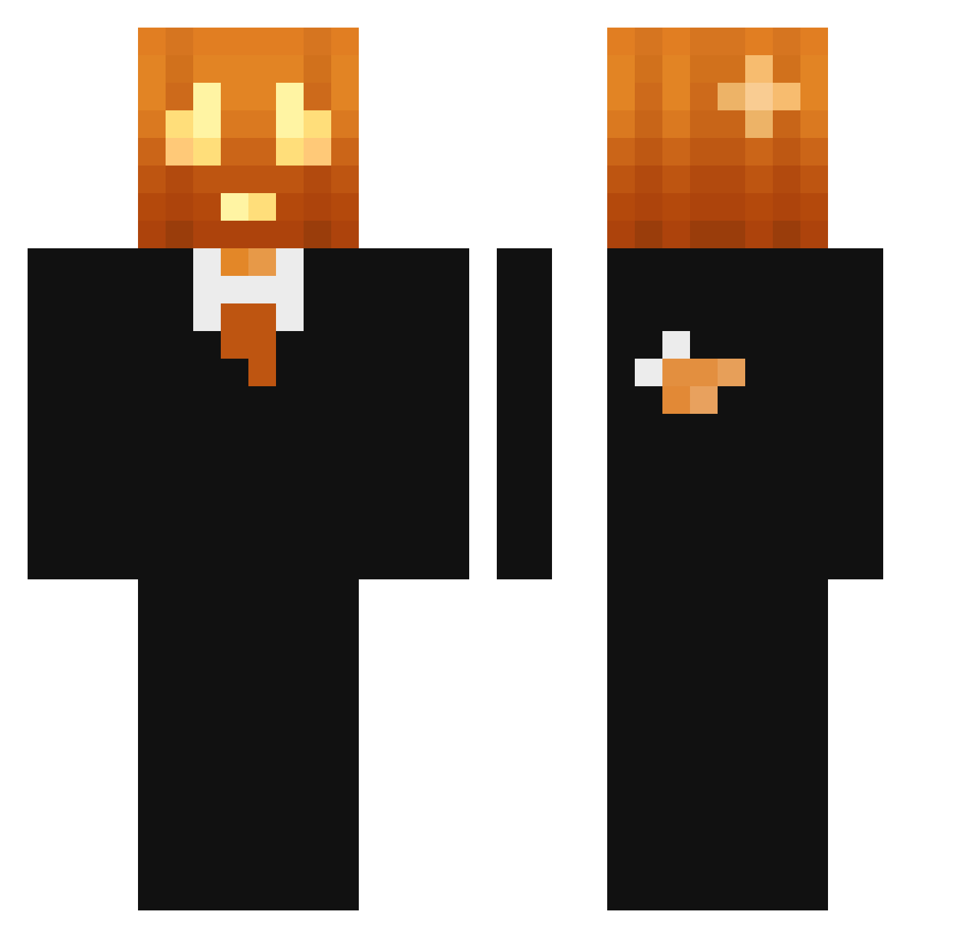 Xrobee Minecraft skin, front and back view