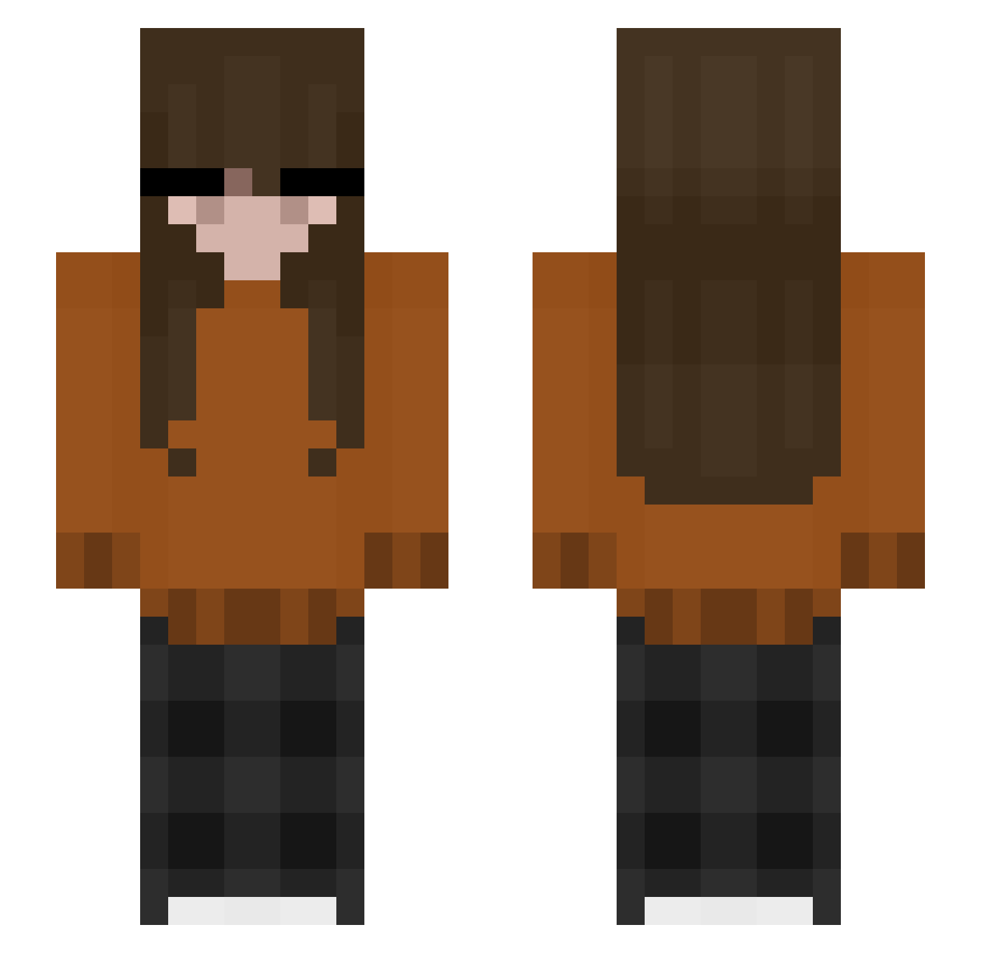 Nudia_ Minecraft skin, front and back view