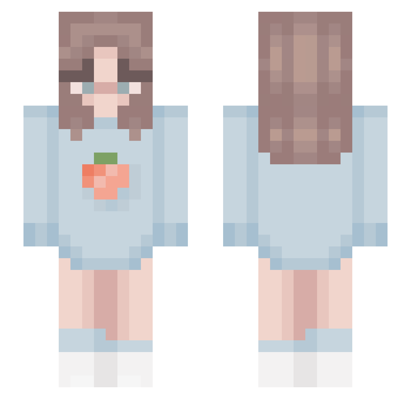 Skye_Oops Minecraft skin, front and back view