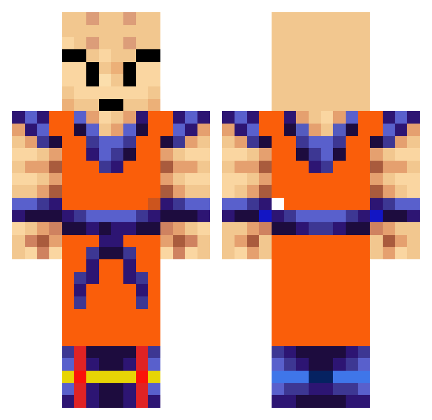 godemichette Minecraft skin, front and back view