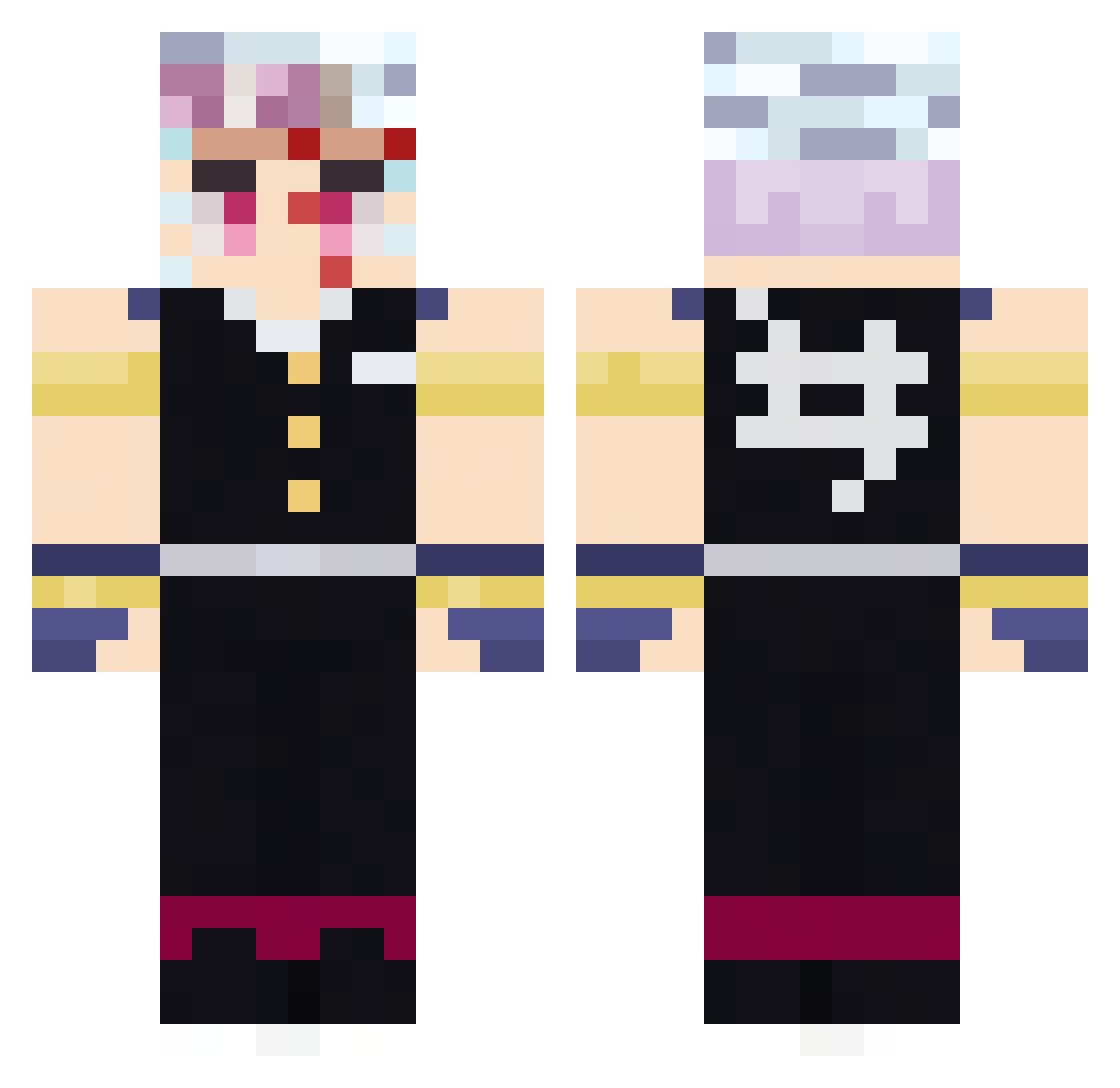 Diabluss Minecraft skin, front and back view