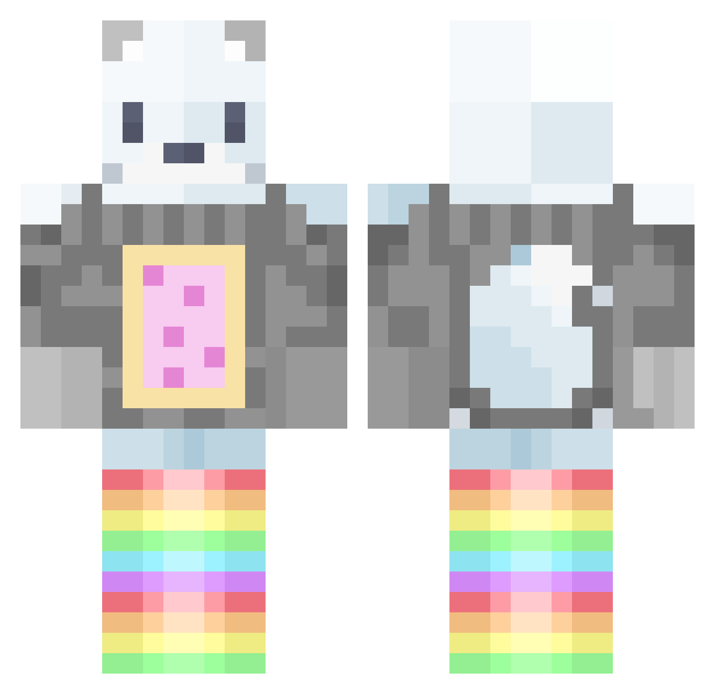 YayaTB Minecraft skin, front and back view