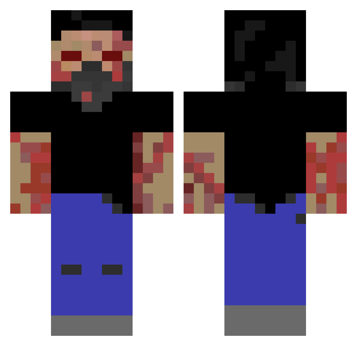Gonalisa Minecraft skin, front and back view