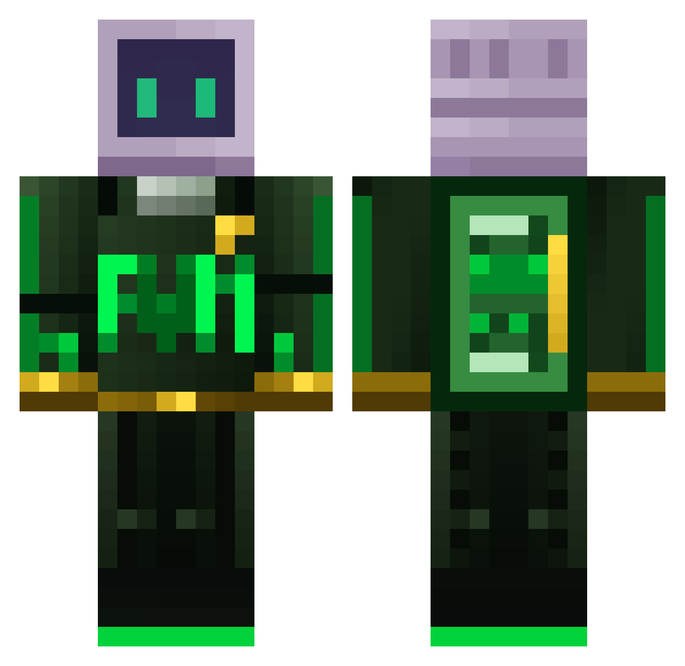FriendsWithMny3 Minecraft skin, front and back view