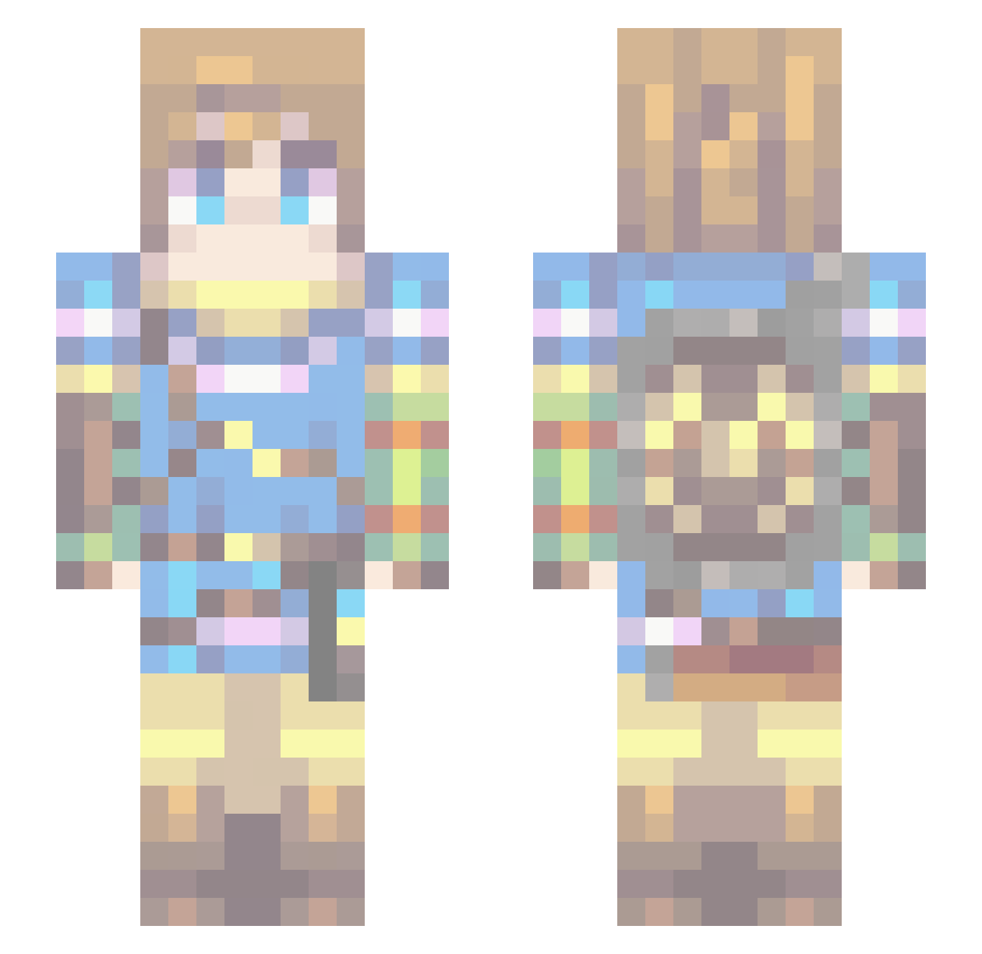 sworn2k Minecraft skin, front and back view
