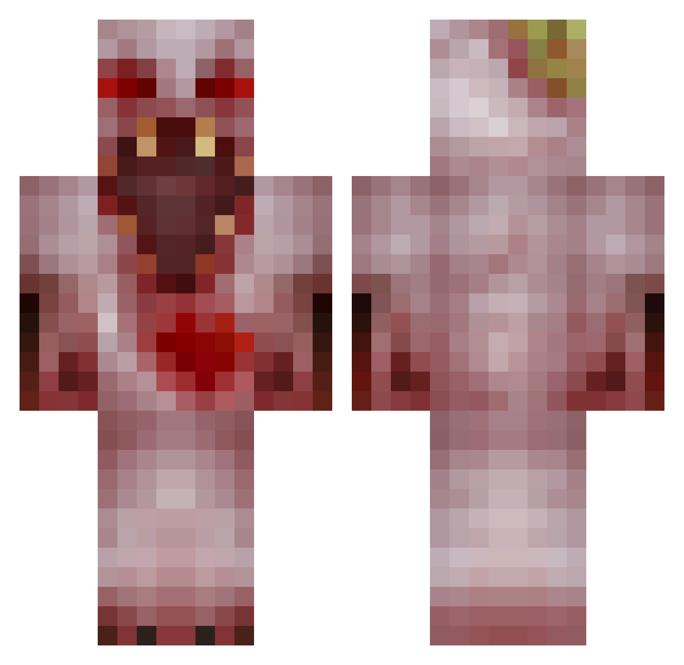DatBeast Minecraft skin, front and back view