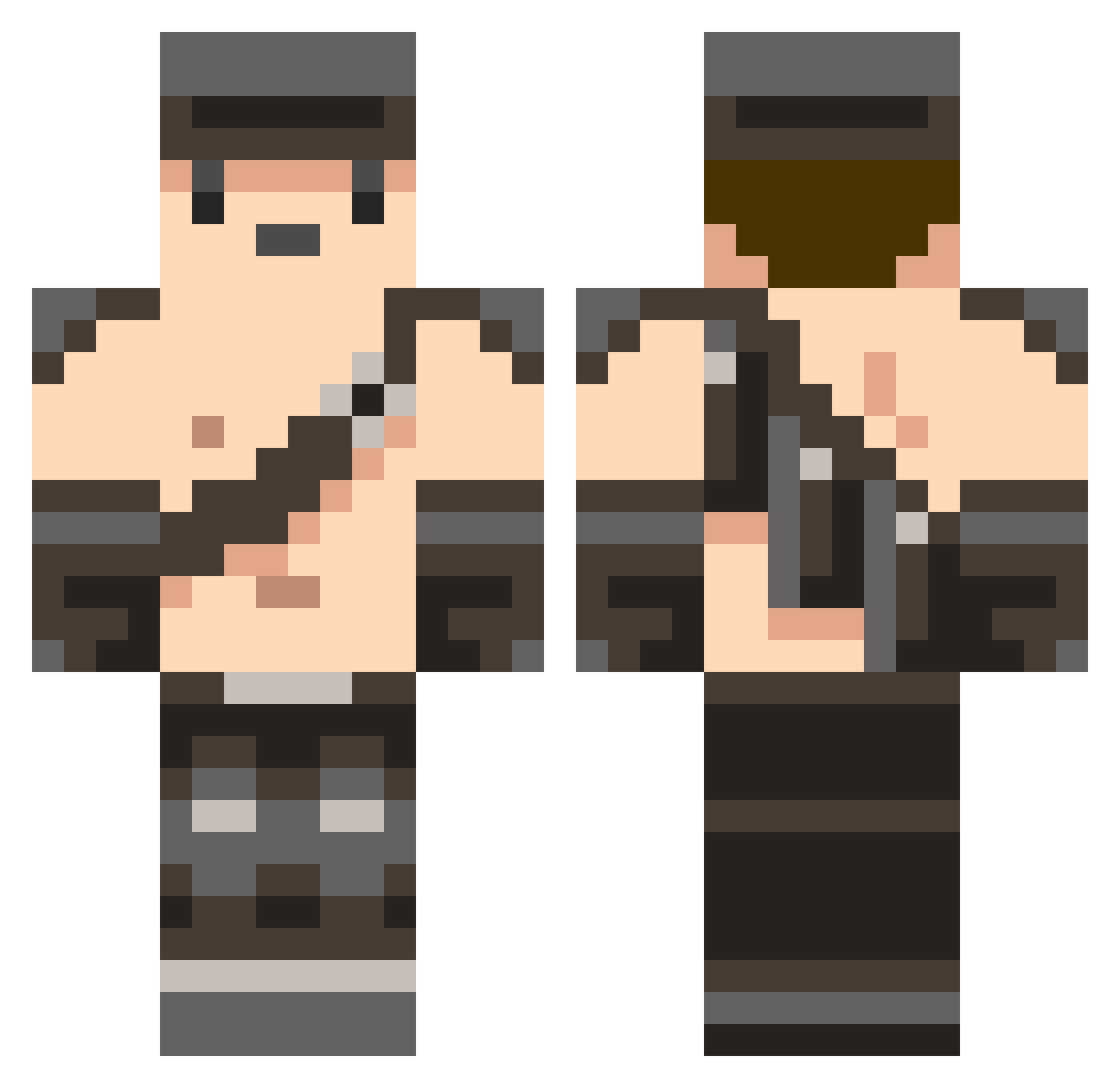 superactive Minecraft skin, front and back view