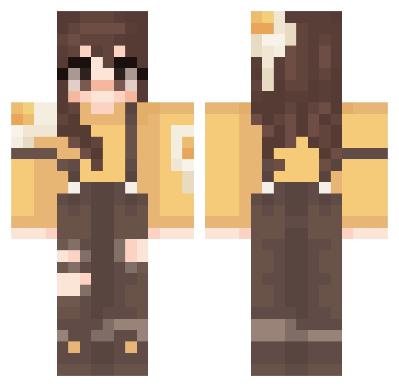 ItIsEggs Minecraft skin, front and back view