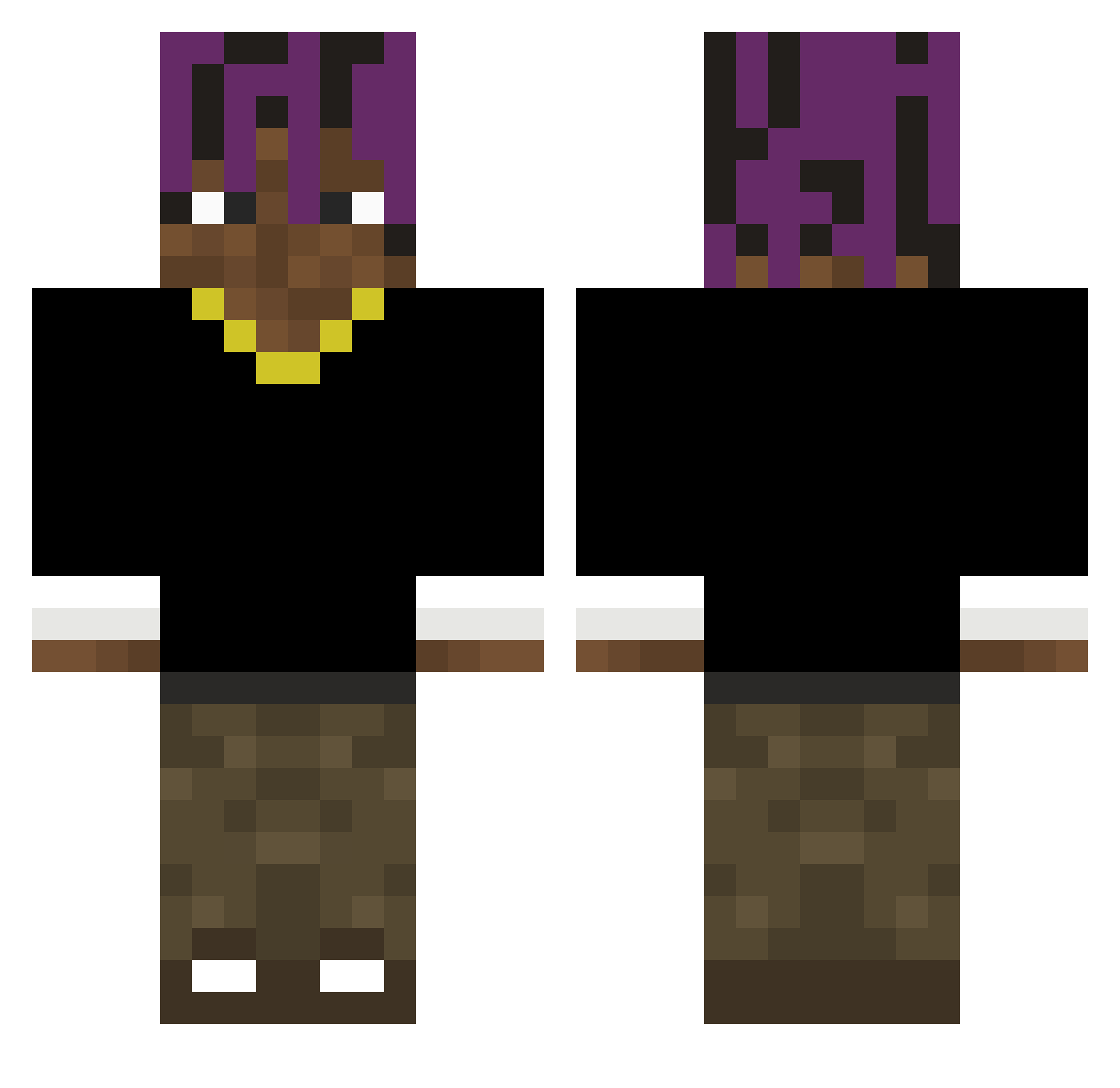 suspector Minecraft skin, front and back view